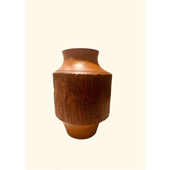 Vintage Hand Engraved Wooden Urn Vase Made in Thailand - Picture 2 of 7